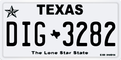 TX license plate DIG3282