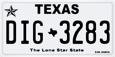 TX license plate DIG3283