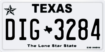TX license plate DIG3284