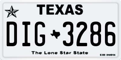 TX license plate DIG3286