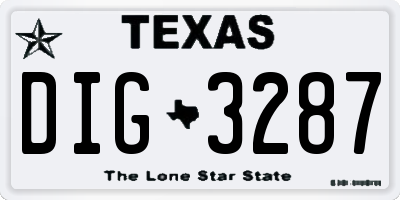 TX license plate DIG3287