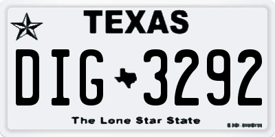 TX license plate DIG3292