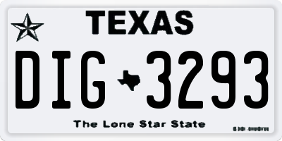 TX license plate DIG3293