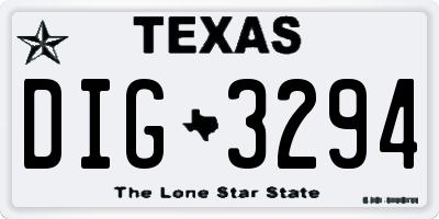 TX license plate DIG3294