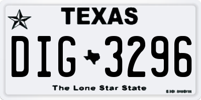 TX license plate DIG3296