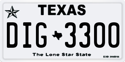 TX license plate DIG3300
