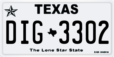 TX license plate DIG3302