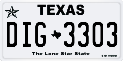 TX license plate DIG3303