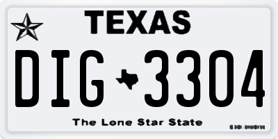 TX license plate DIG3304