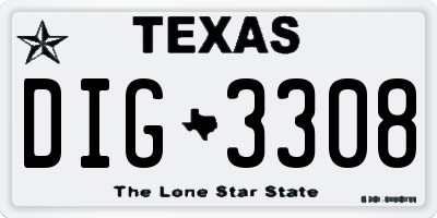 TX license plate DIG3308
