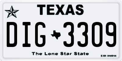 TX license plate DIG3309