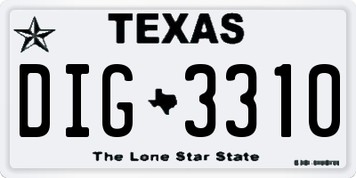 TX license plate DIG3310