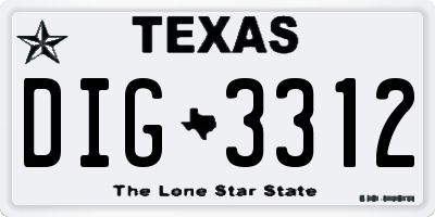 TX license plate DIG3312
