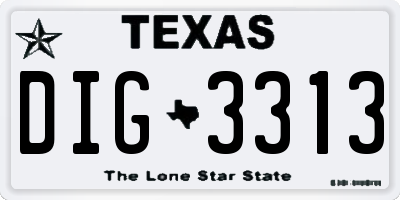 TX license plate DIG3313