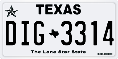 TX license plate DIG3314