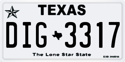 TX license plate DIG3317