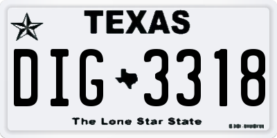 TX license plate DIG3318