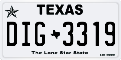 TX license plate DIG3319