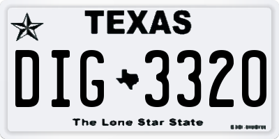 TX license plate DIG3320