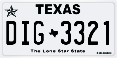 TX license plate DIG3321