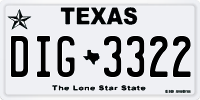 TX license plate DIG3322