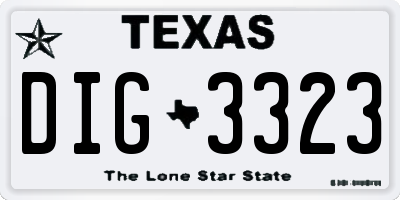 TX license plate DIG3323