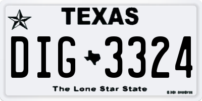 TX license plate DIG3324