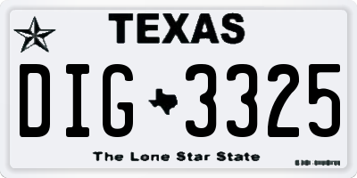 TX license plate DIG3325