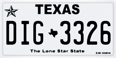 TX license plate DIG3326