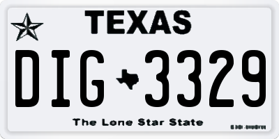 TX license plate DIG3329