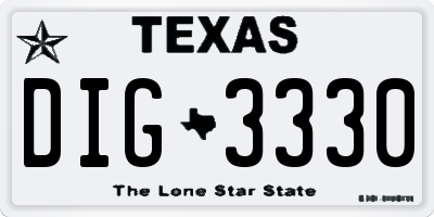 TX license plate DIG3330