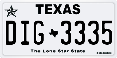 TX license plate DIG3335