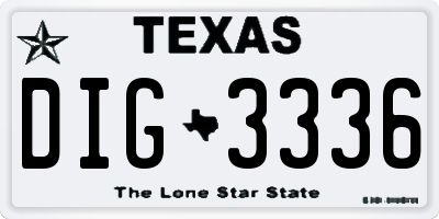 TX license plate DIG3336