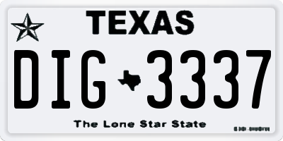TX license plate DIG3337