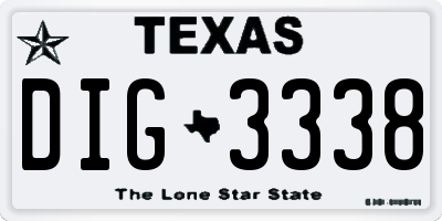 TX license plate DIG3338