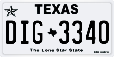 TX license plate DIG3340