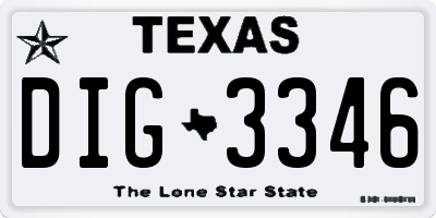 TX license plate DIG3346