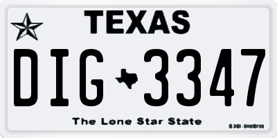 TX license plate DIG3347