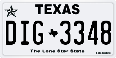 TX license plate DIG3348
