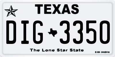 TX license plate DIG3350