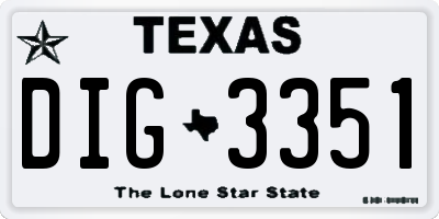 TX license plate DIG3351