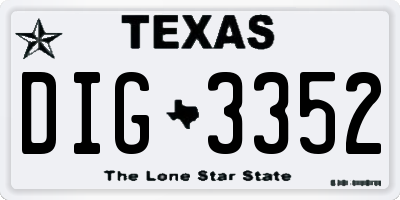 TX license plate DIG3352