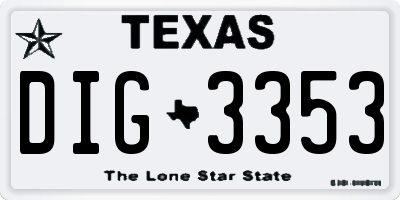 TX license plate DIG3353