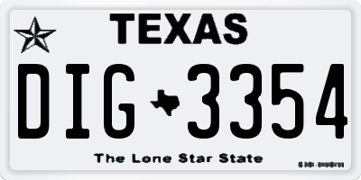 TX license plate DIG3354