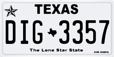 TX license plate DIG3357