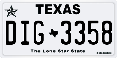 TX license plate DIG3358