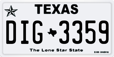 TX license plate DIG3359