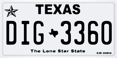 TX license plate DIG3360
