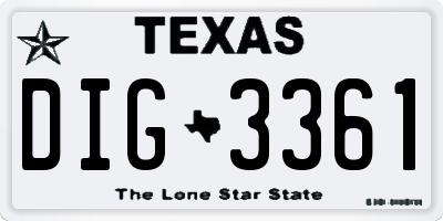 TX license plate DIG3361