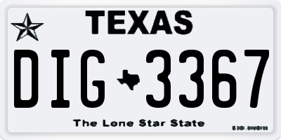 TX license plate DIG3367